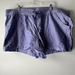 Field Stream Womens 3XL Blue Chambray Herringbone Lounge Shorts Drawstring Plus
